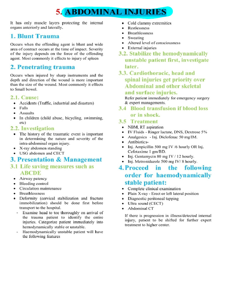 Abdominal Trauma Management | PDF