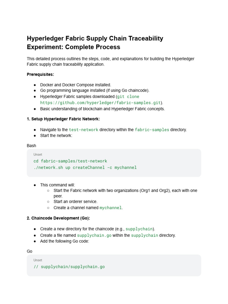Hyperledger Fabric Supply Chain Traceability Experiment (1) | PDF ...