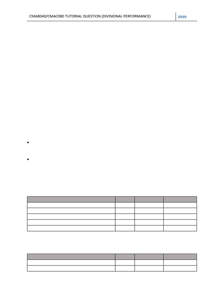 Basic Theory Qn - Divisional Performance | PDF | Depreciation | Return ...