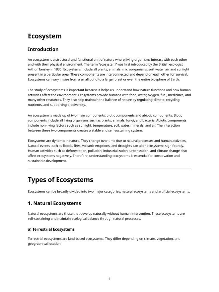 Ecosystem 3000 Word Assignment | PDF | Ecosystem | Food Web