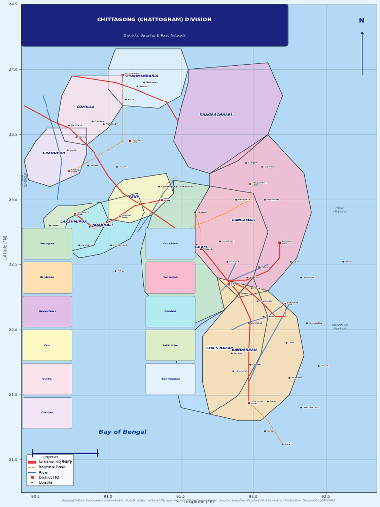 Chittagong Division Map | PDF | Cartography | Geographical Technology