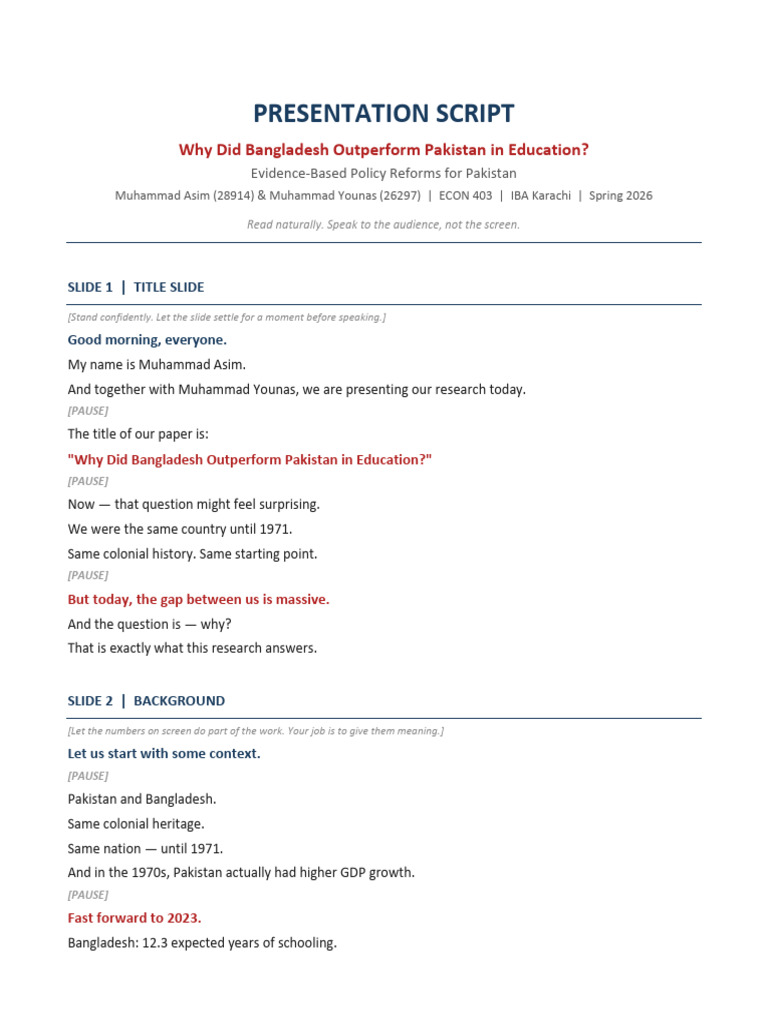 Presentation Script | PDF | Coefficient Of Determination | Pakistan