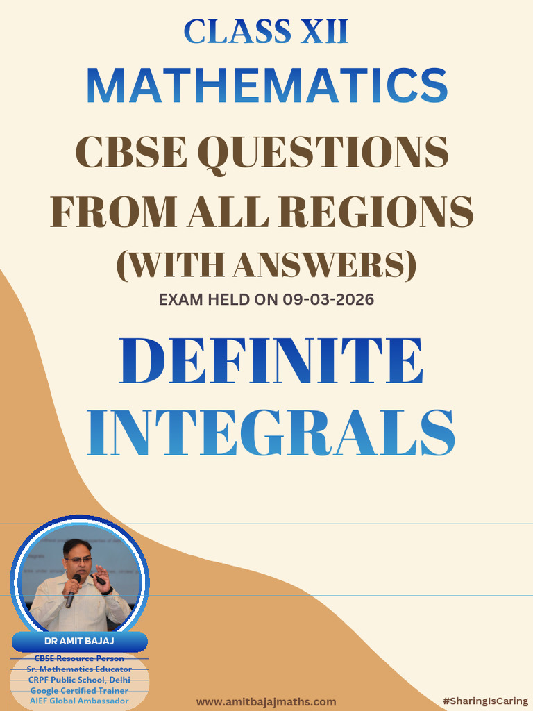 q7b. Xii Mathematics Definite Integral Cbse Questions From All Regions ...