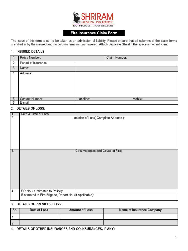 Fire Insurance Claim Form_240111_143134 | PDF