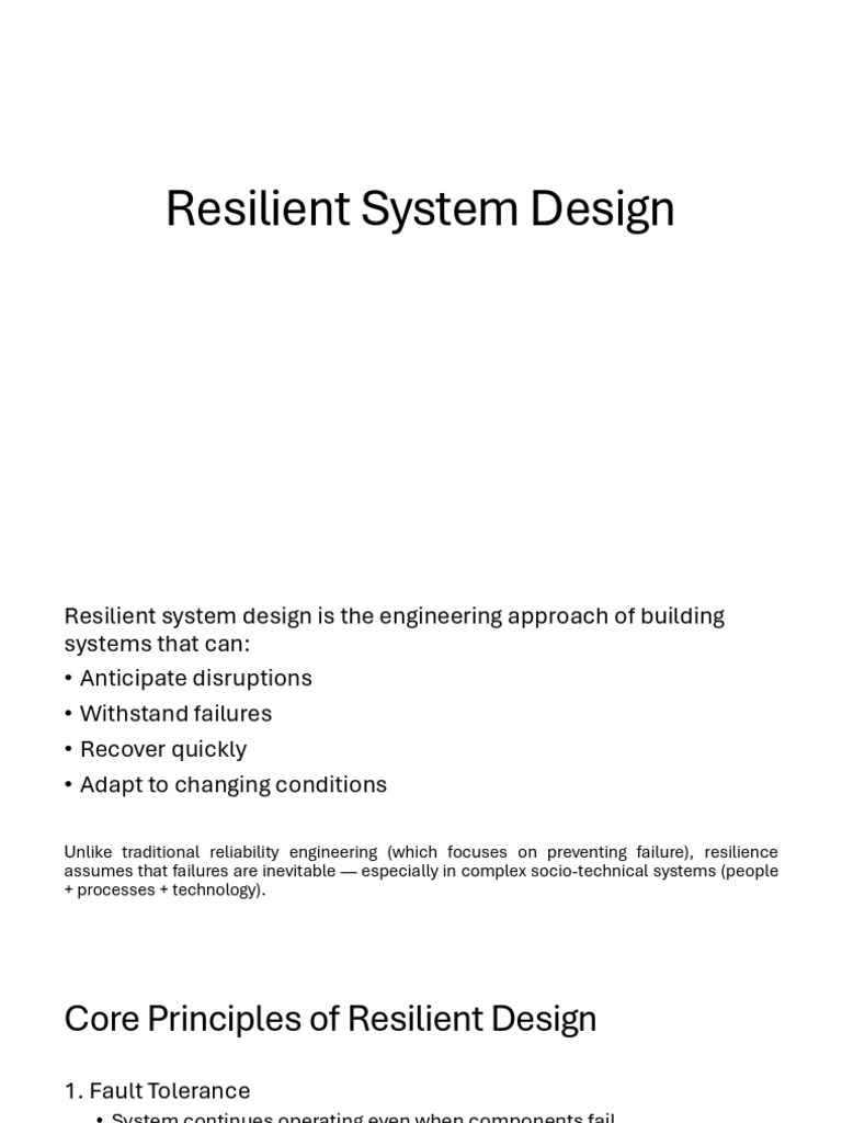 Resilient System Design | PDF | Fault Tolerance | Information Science