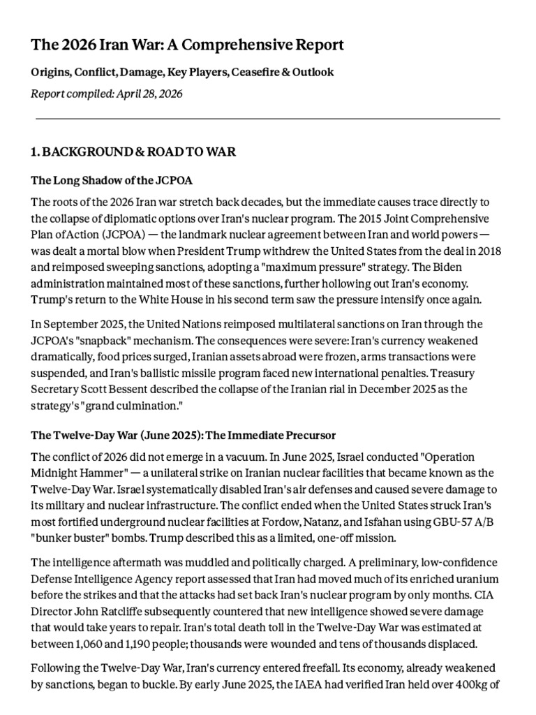 Iran War Report 2026.Md | PDF | Iran | Nuclear Program Of Iran