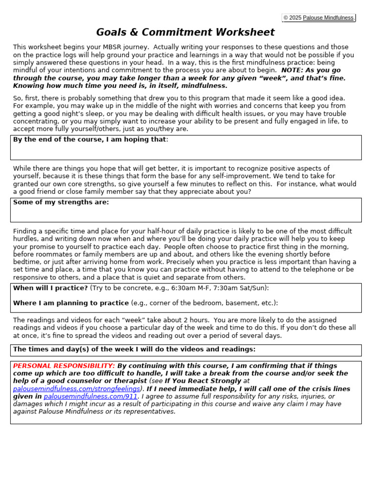 Goals Commitment | PDF | Mindfulness | Psychology
