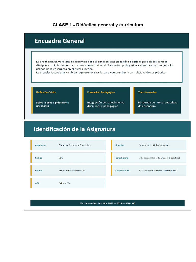 CLASE 1 - didáctica general y curriculum | PDF | Enseñando | Plan de ...