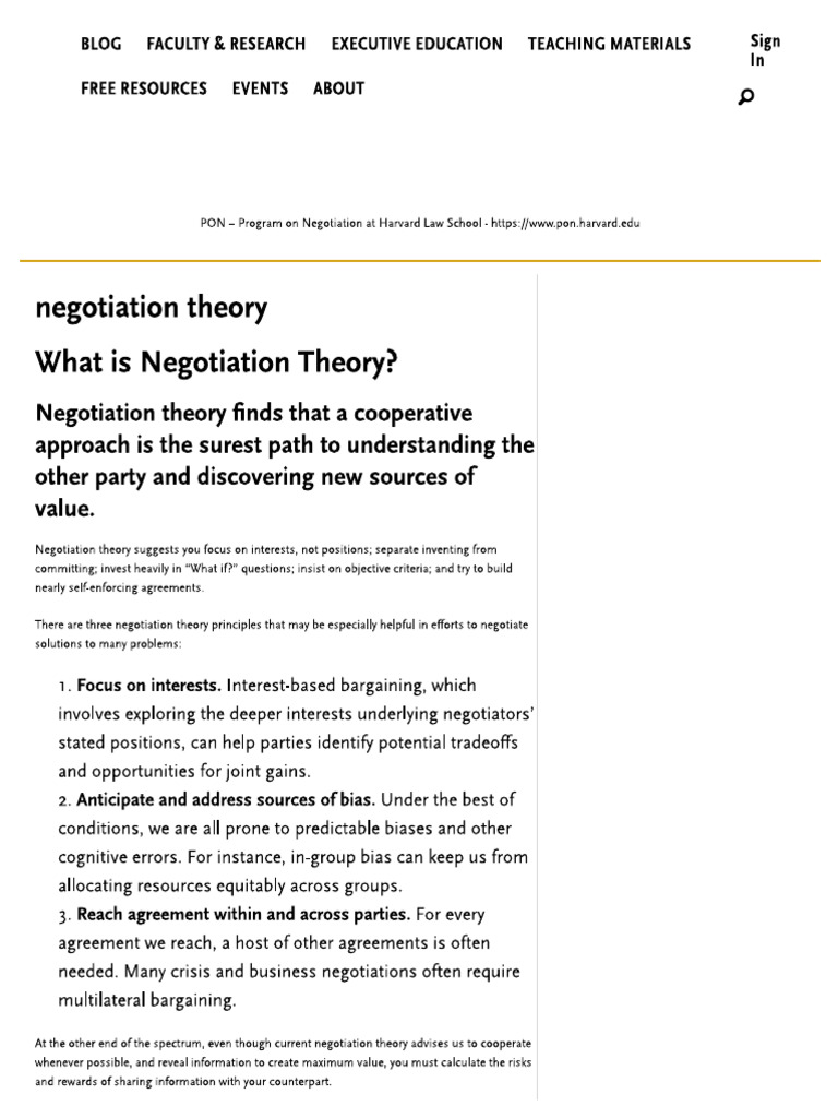 Program of Negotiation at Harvard Law School | PDF