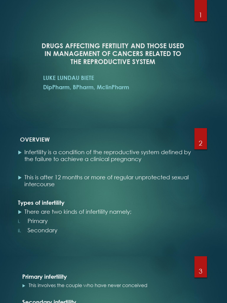 Drugs Affecting Fertility and Treatment of Reproductive System Cancers ...