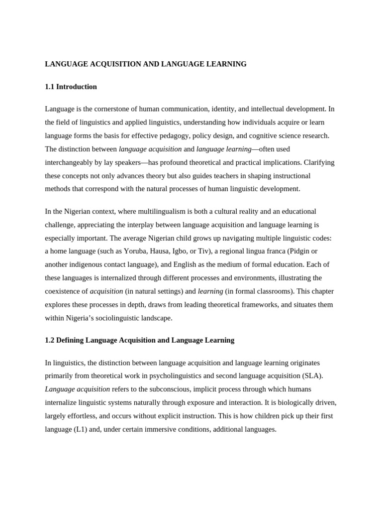 Language Acquisition and Language Teaching | PDF | Second Language ...