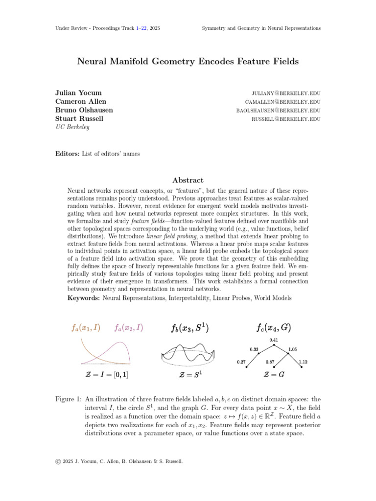 Neural Manifold Geometry Encodes Feature Fields | PDF | Hilbert Space ...
