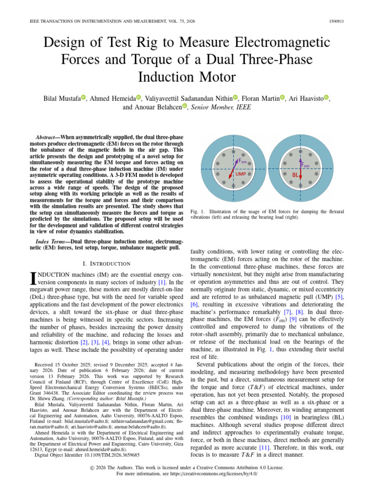 Design of Test Rig to Measure Electromagnetic Forces and Torque of a ...