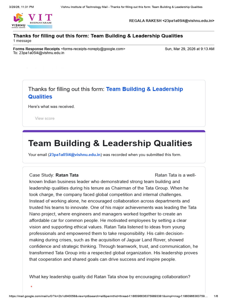 Team Building & Leadership Qualities | PDF | Leadership ...