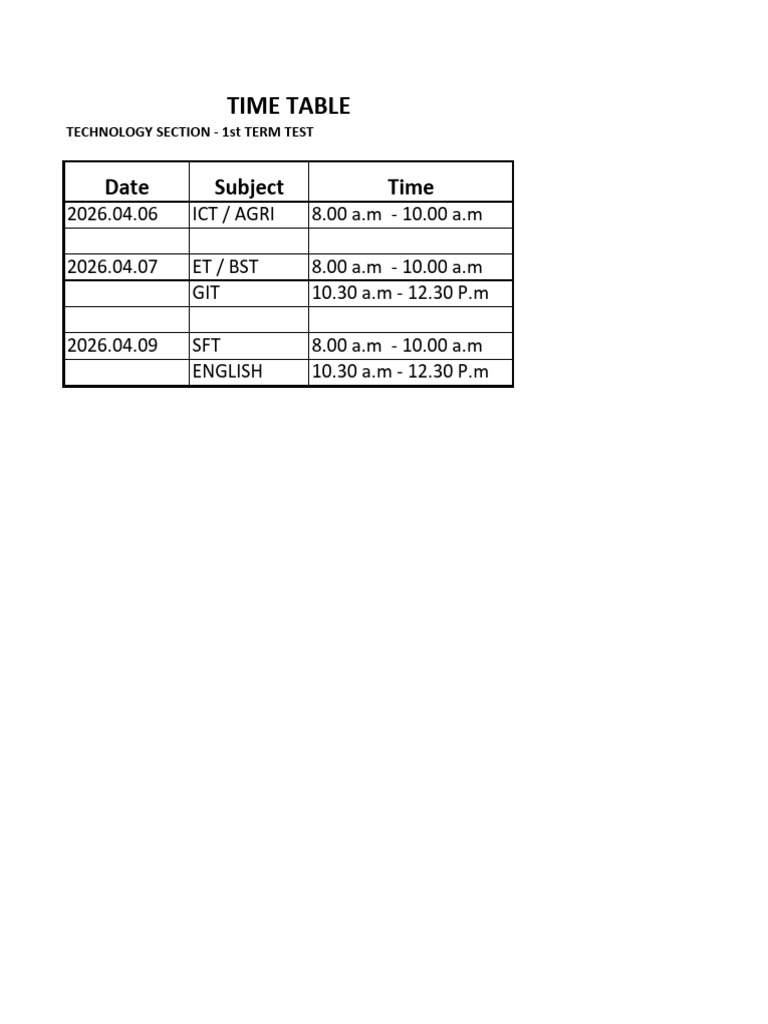 Time Table | PDF