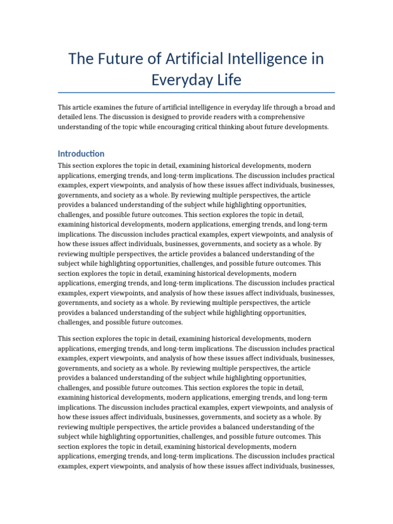 The Future of Artificial Intelligence in Everyday Life | PDF | Expert ...