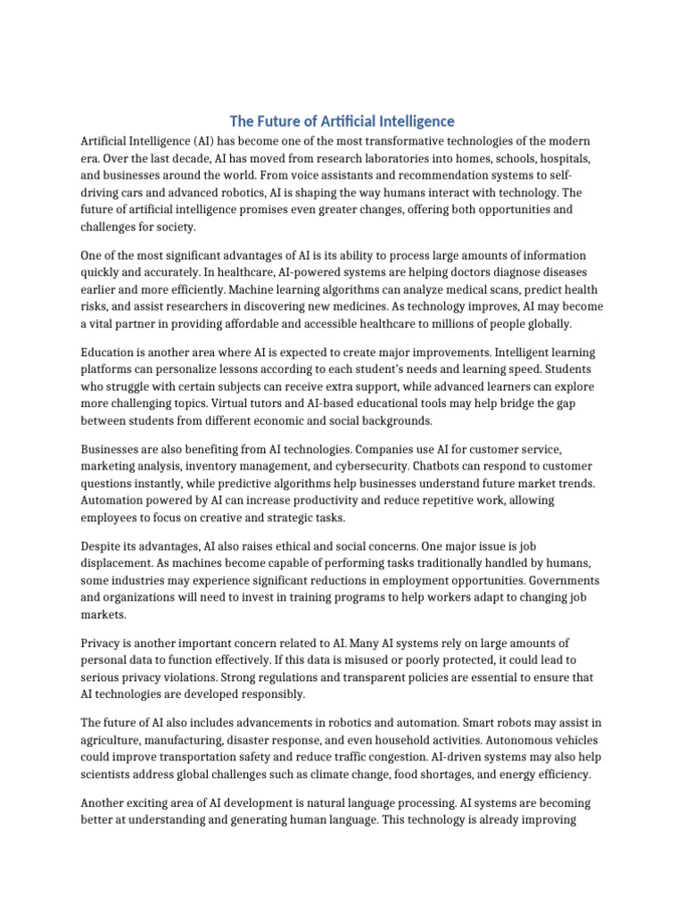 The Future of Artificial Intelligence | PDF | Artificial Intelligence ...