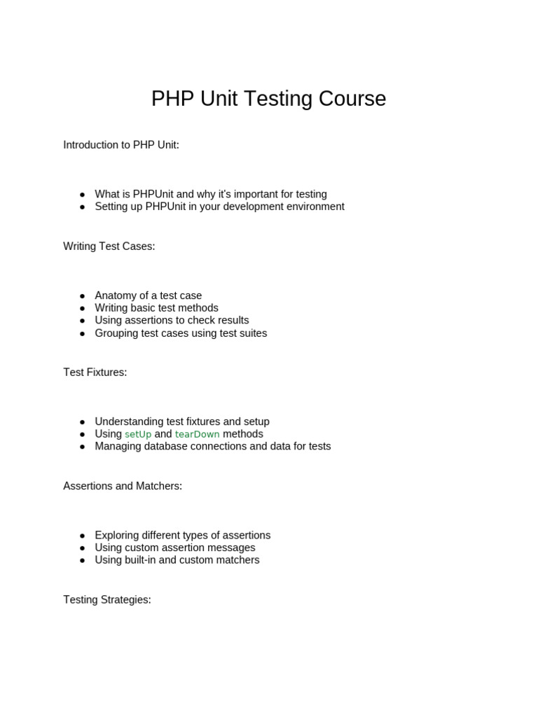 PHP Unit Testing Course | PDF