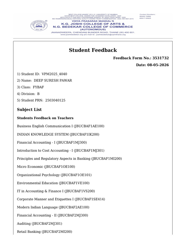 Student Report | PDF
