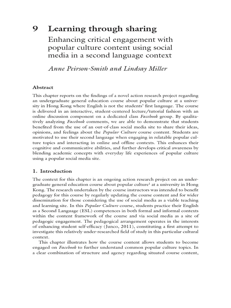 Pop Culture (9 Learning Through Sharing Enhancing Critical Engagement ...
