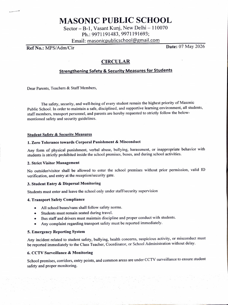 Circular Safety and Security | PDF | Safety | Teachers