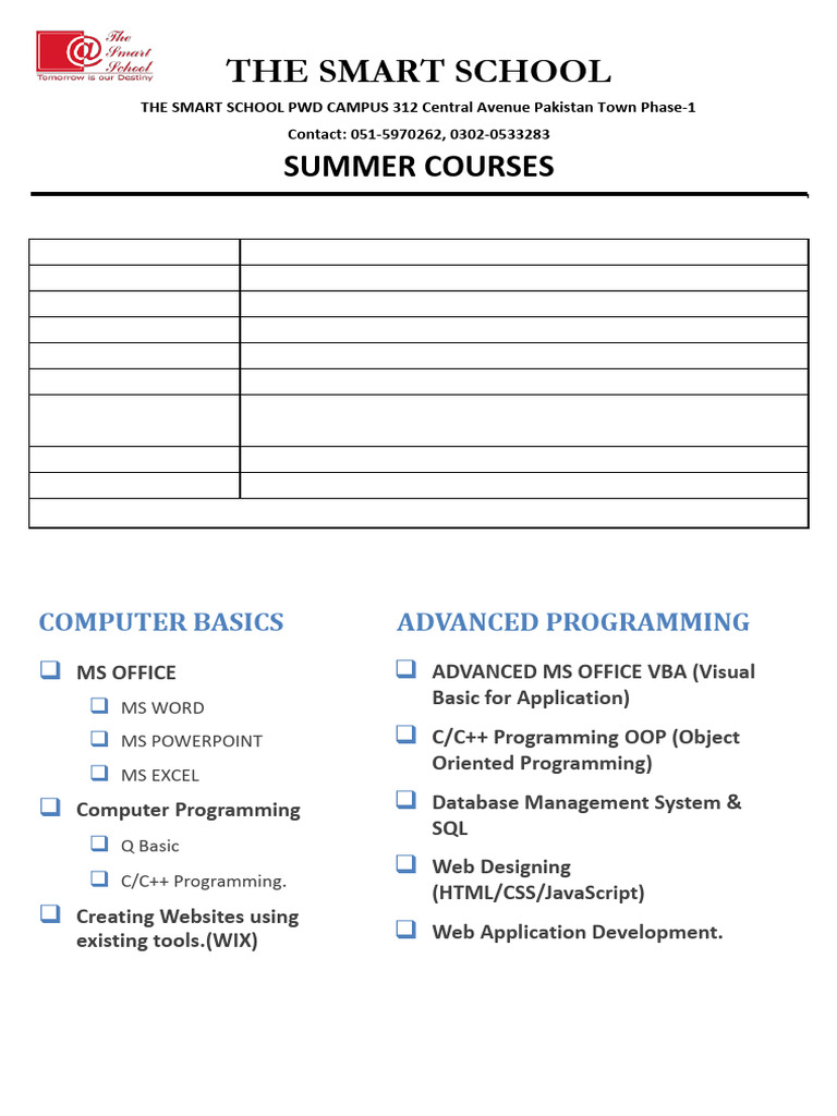 1-Admission Form School ComputerCourse | PDF | Computing | Software