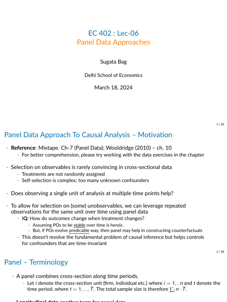 06 Panel Data Approaches | PDF | Ordinary Least Squares | Fixed Effects ...