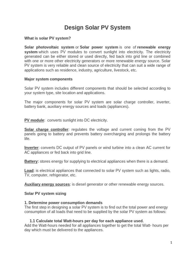 PV System Sizing and Calculation of Load | PDF | Photovoltaic System ...