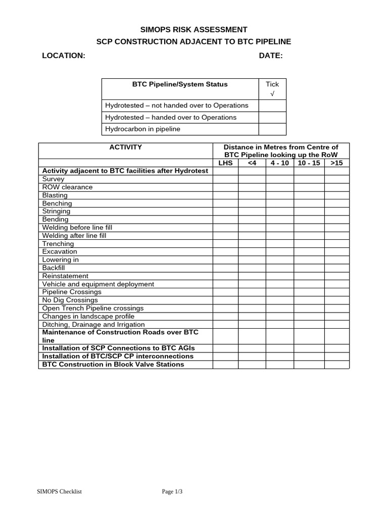 SIMOPS Risk Assessment for SCP Construction | PDF | Risk Assessment ...