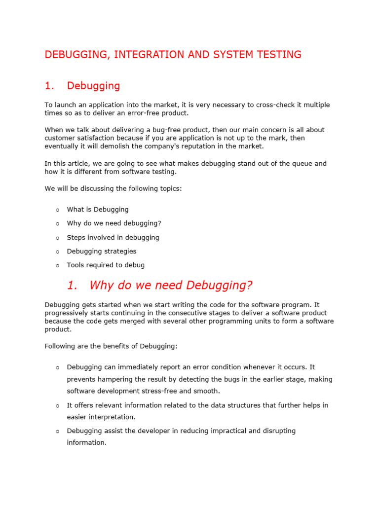 Lecture 6 - DeBUGGING Testing and Sw Integration | PDF | Software ...