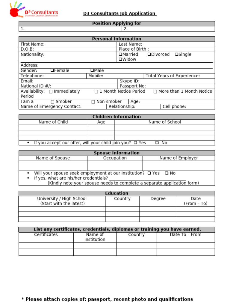 D3 Application Form | PDF