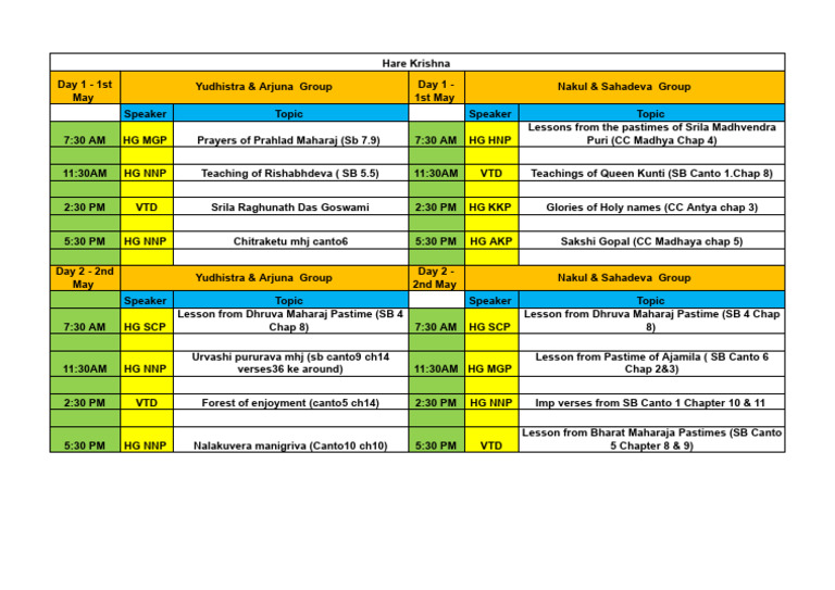 Reading Schedule | PDF