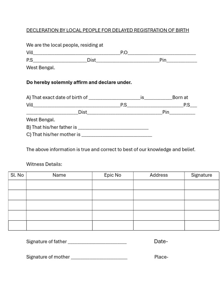 Birth Declaration | PDF