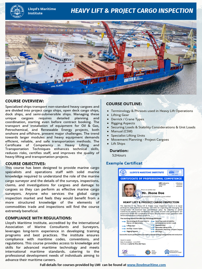 Heavylifts Projectcargoes Cert | PDF | Cargo | Ships