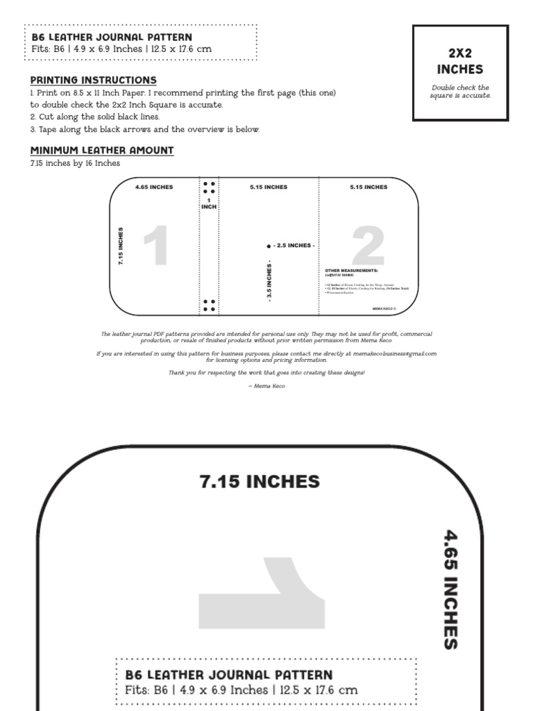 B6+ +Leather+Journal+Template+ +Mema+Keco | PDF | Manufactured Goods