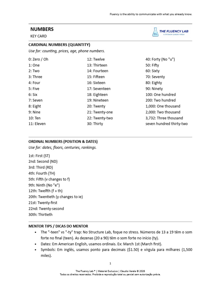 Key Card - Numbers | PDF | Military Operations