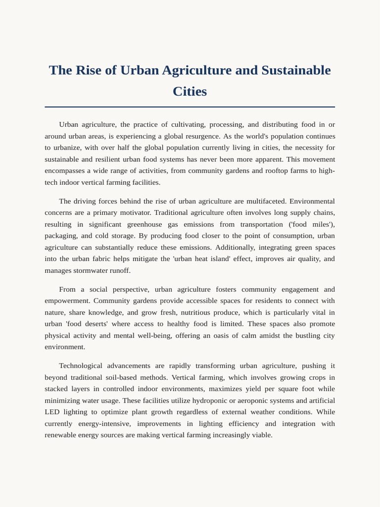 Urban Agriculture Rise | PDF | Urban Agriculture | Agriculture