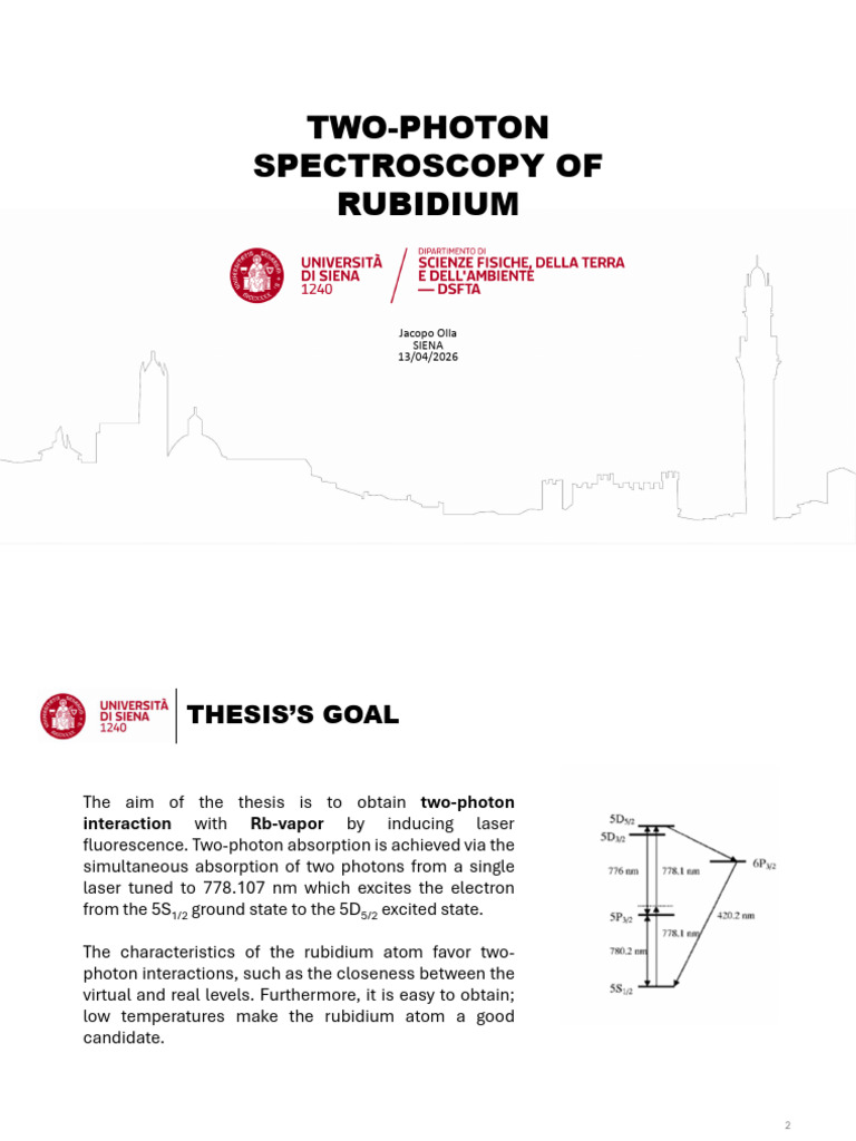 Two-photon Spectroscopy of Rubidium (1) | PDF | Laser | Spectroscopy
