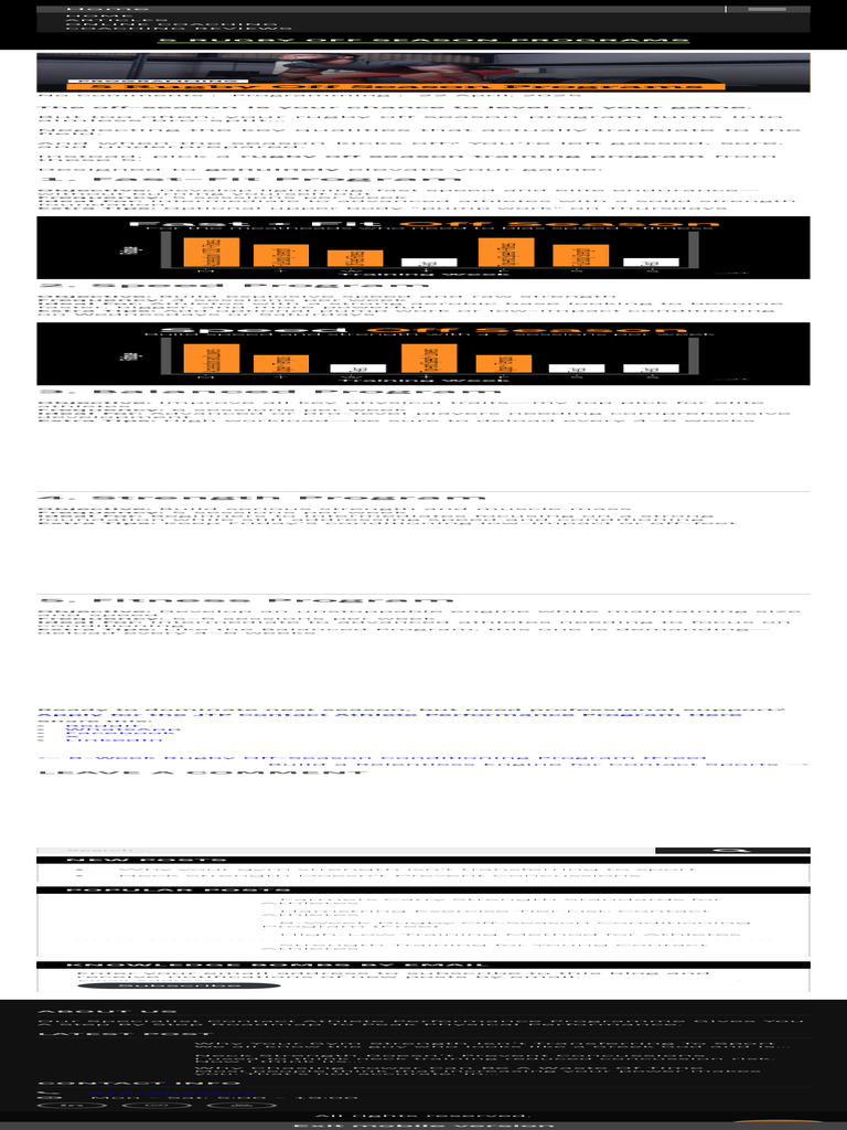 5 Rugby Off Season Programs | PDF | Physical Fitness | Physical Exercise