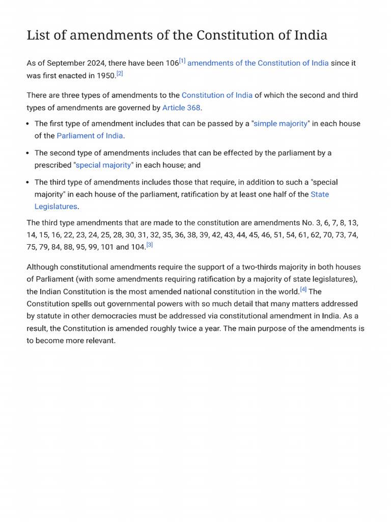 Constitution Amendments List-1 | PDF