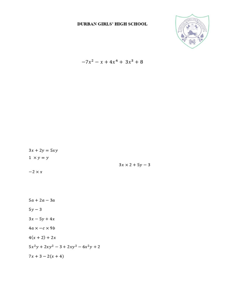 STD TEST TERM 2 REVISION | PDF | Elementary Mathematics | Abstract Algebra