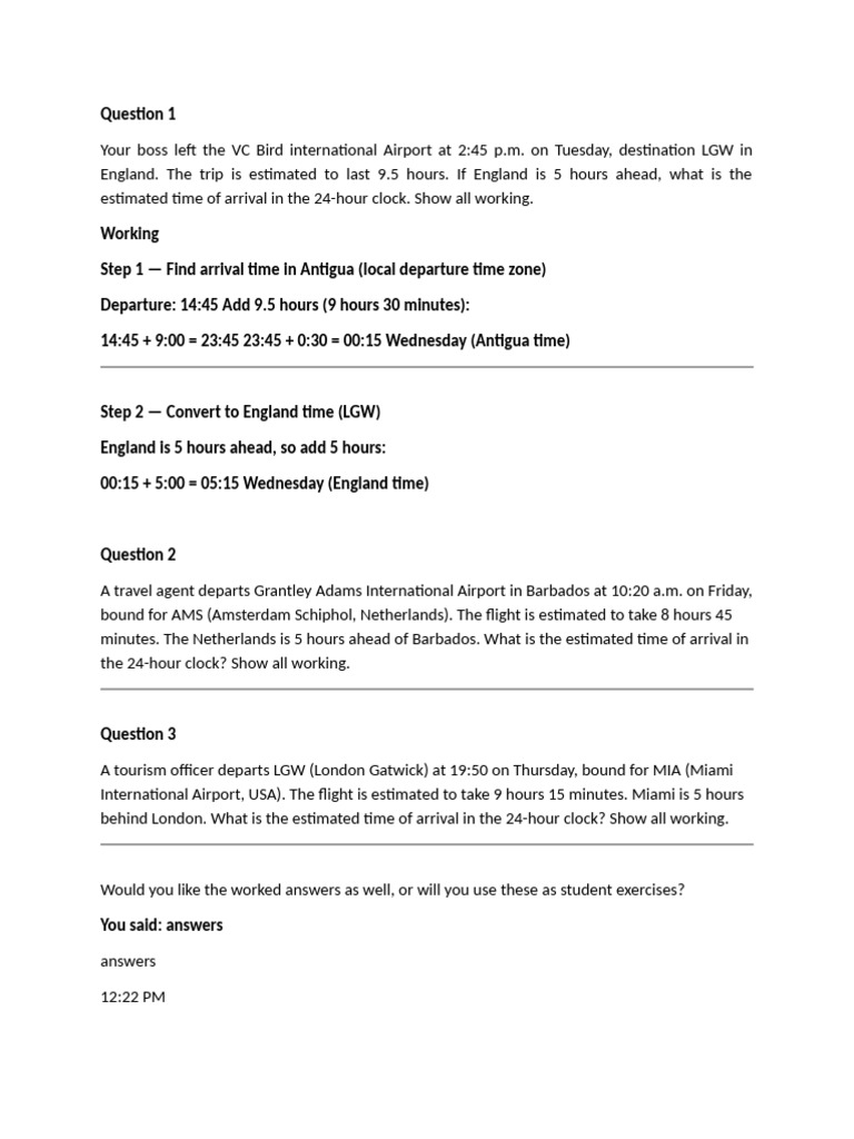Time Zones Long Answer Questions | PDF