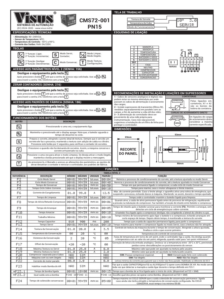 Controladora CMS72-001 Visus | PDF | Motores | Engenharia de Energia