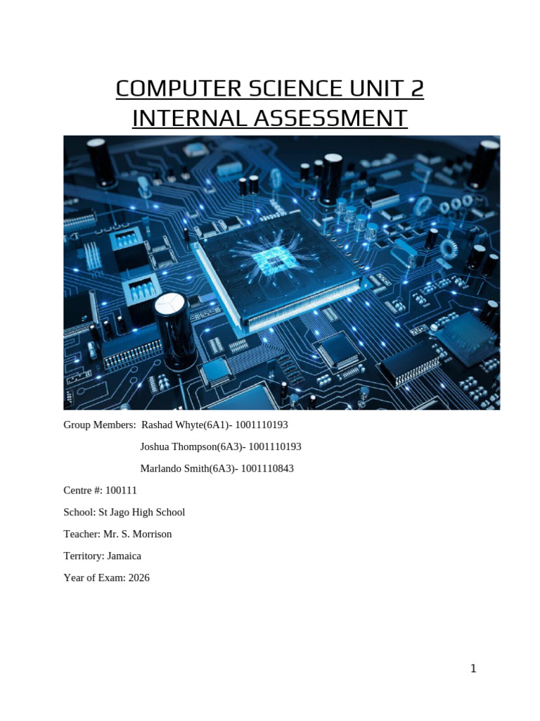 Computer Science IA Unit2 Rashad, Joshua, Marlando | PDF | System ...