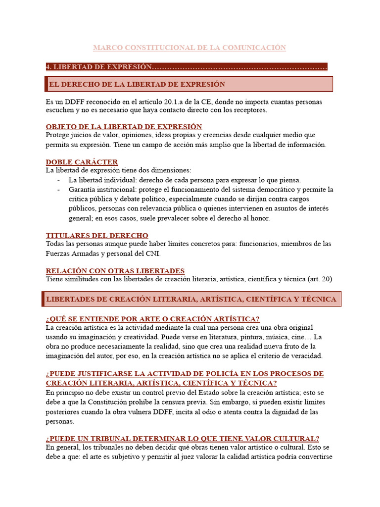 Derecho - Tema 4 | PDF | Libertad de expresión | Libertad