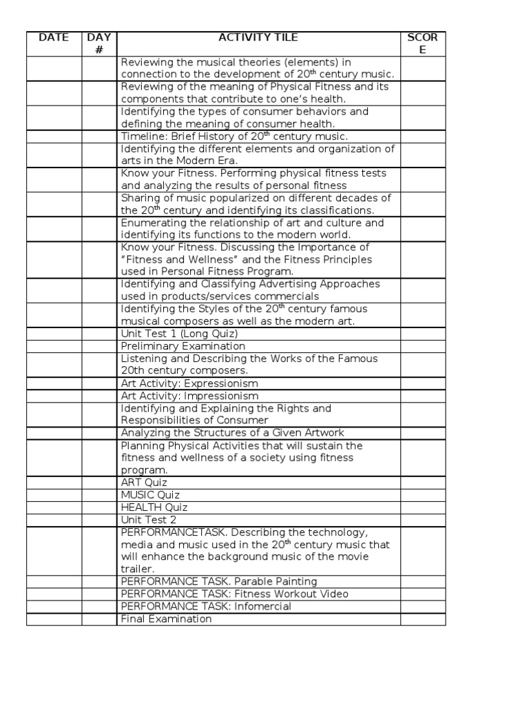 Score Activity Sheets | PDF | Social Science | Lifestyle
