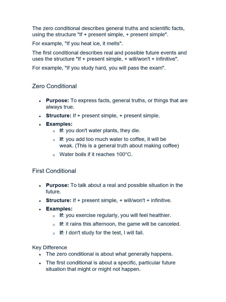 2. Review of Zero Conditional and First Conditional | PDF