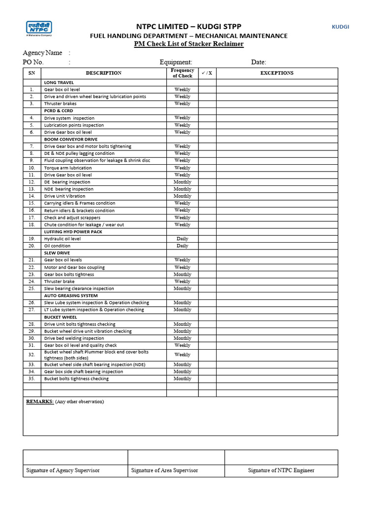 Check List | PDF | Bearing (Mechanical) | Lubricant