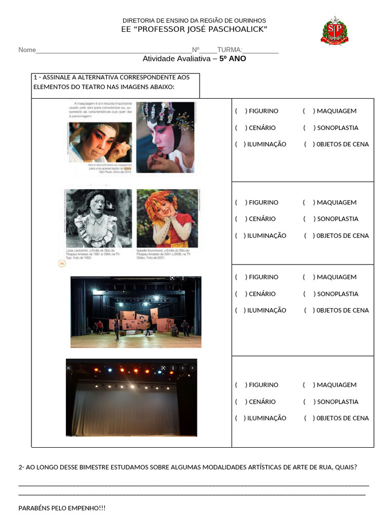 Atividade Av. Arte 5º Ano (1) 2021 - 3º Bimestre | PDF