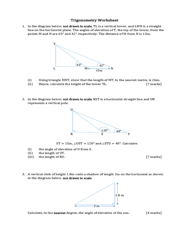 Trigonometry Worksheet | PDF